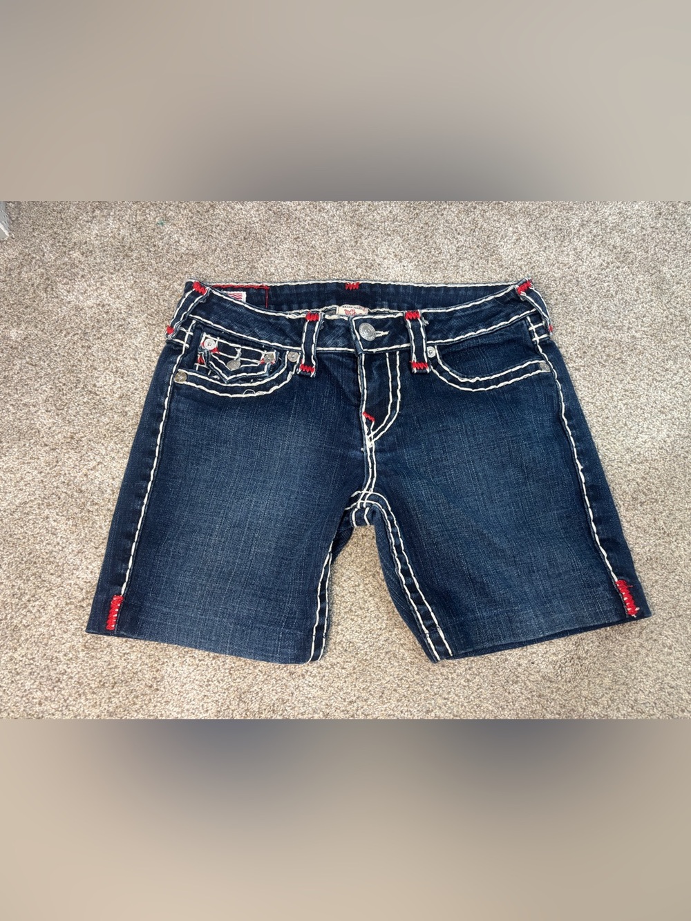 Vintage True Religion Indigo Denim Shorts Y2K ALTERED! Size 28